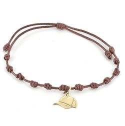 Pulsera SATERRA  oro amarillo y  nylon marrón.