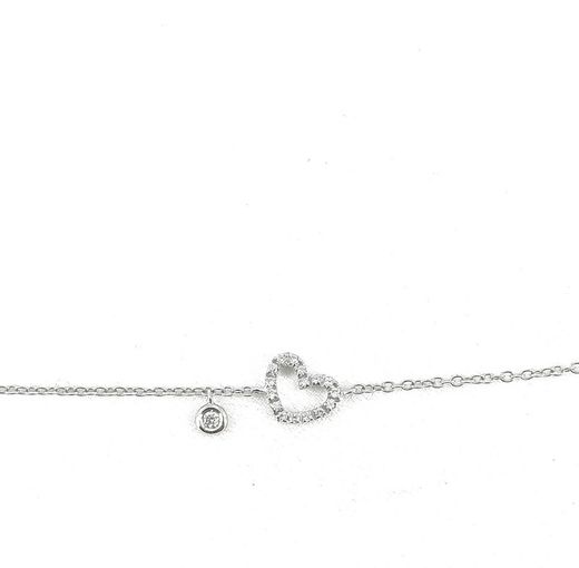 Pulsera SATERRA oro blanco diamante y corazón
