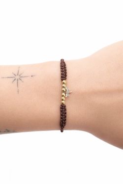 Pulsera SATERRA oro libélula y nylon.