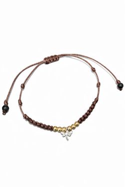 Pulsera SATERRA oro libélula y nylon.