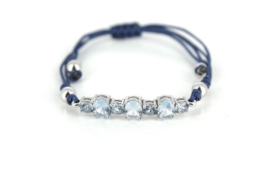 Pulsera SATERRA plata con circonitas y macramé