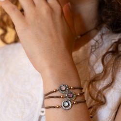 Pulsera SUNFIELD Banana Moon de plata Azul aguamarina. PU065390/49