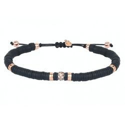 Pulsera SUNFIELD de plata, circonitas y nailon. PU062183
