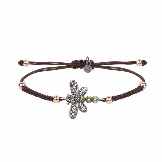 Pulsera SUNFIELD de plata, circonitas y nailon. PU061452