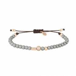 Pulsera SUNFIELD de plata con baño de oro rosa, hematites, cuarzo rosa y nailon. PU061292