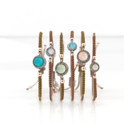 Pulsera SUNFIELD Plata, Zirconitas, Cuarzo Rosa, Nailon. PU064780/15