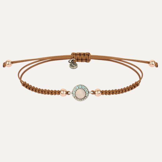 Pulsera SUNFIELD Zinnia mini Plata, Zirconitas, Cuarzo Rosa, Nailon. PU064790/15