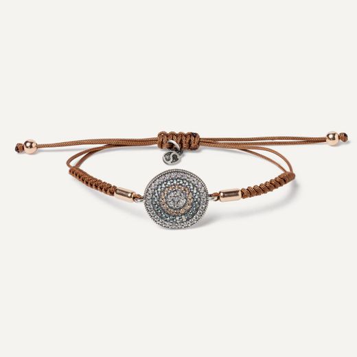Pulsera SUNFIELD Áine Plata, Zirconitas, Nailon Marro. PU065020