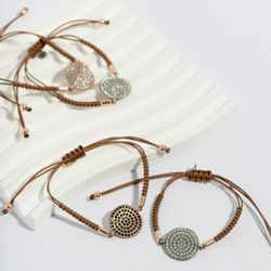 Pulsera SUNFIELD Áine Plata, Zirconitas, Nailon Marro. PU065020