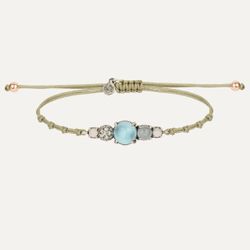 Pulsera SUNFIELD de plata Helemium Even Nailon Azul aguamarina. PU064814