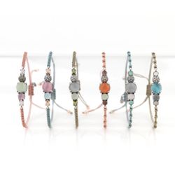 Pulsera SUNFIELD de plata Helemium Even Nailon Azul aguamarina. PU064814