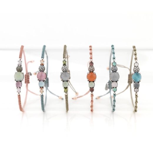 Pulsera SUNFIELD de plata Helemium Even Nailon Azul aguamarina. PU064814