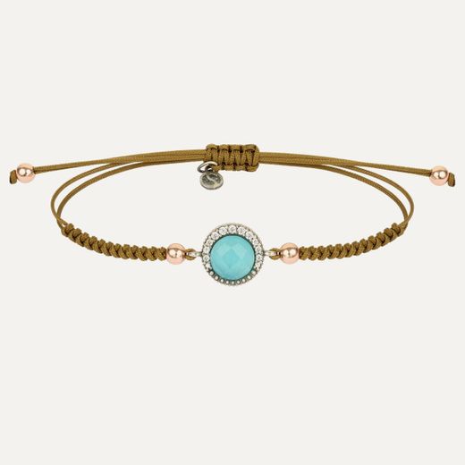 Pulsera SUNFIELD Plata, Zirconitas, Simil Opalo Azul, Nailon. PU064780/49
